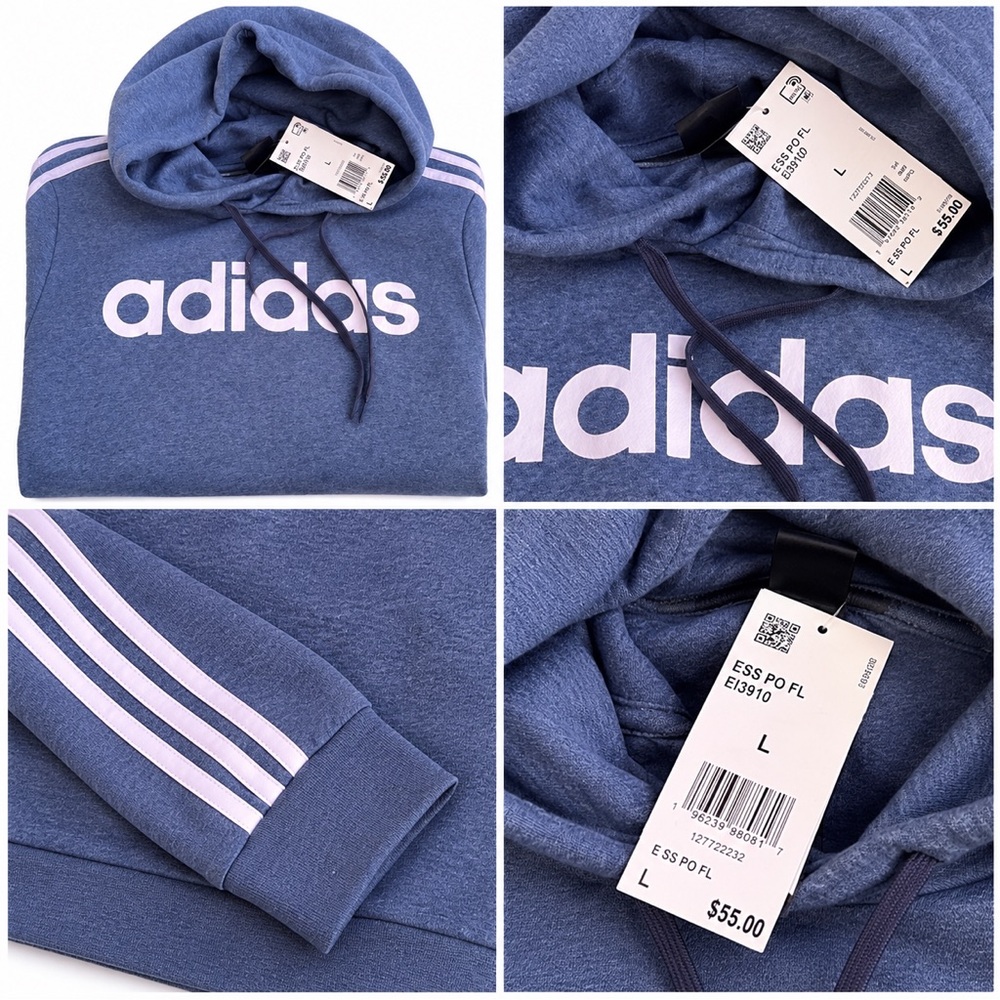 adidas Men’s Blue Zip-Up Hoodie with Pink Logo
